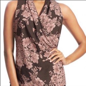 CABI pink floral scoop tank